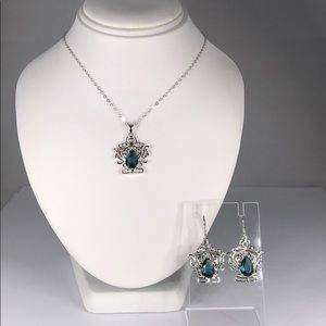 Sterling silver necklace earring London blue Topaz